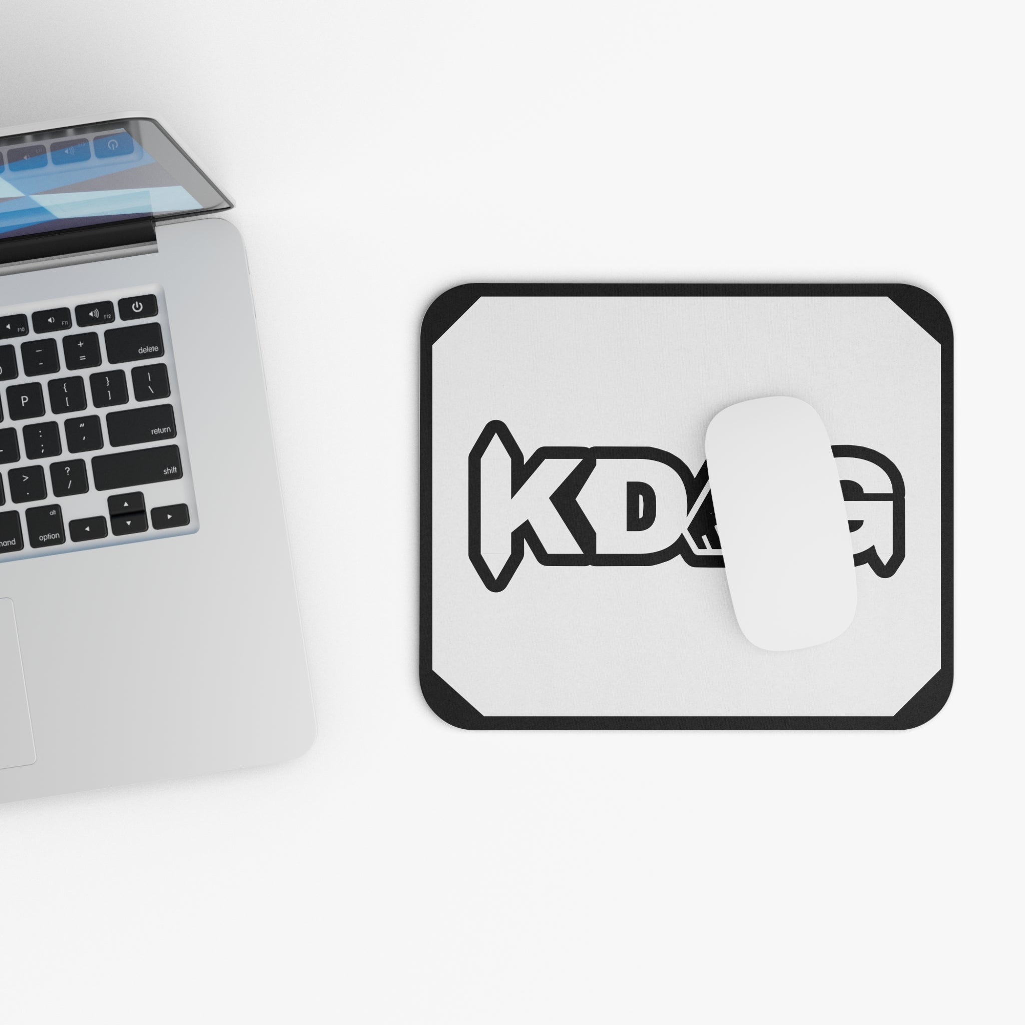 K-Dog Logo Mouse Pad — Minimal Monochrome Gaming/Office Desk Mat
