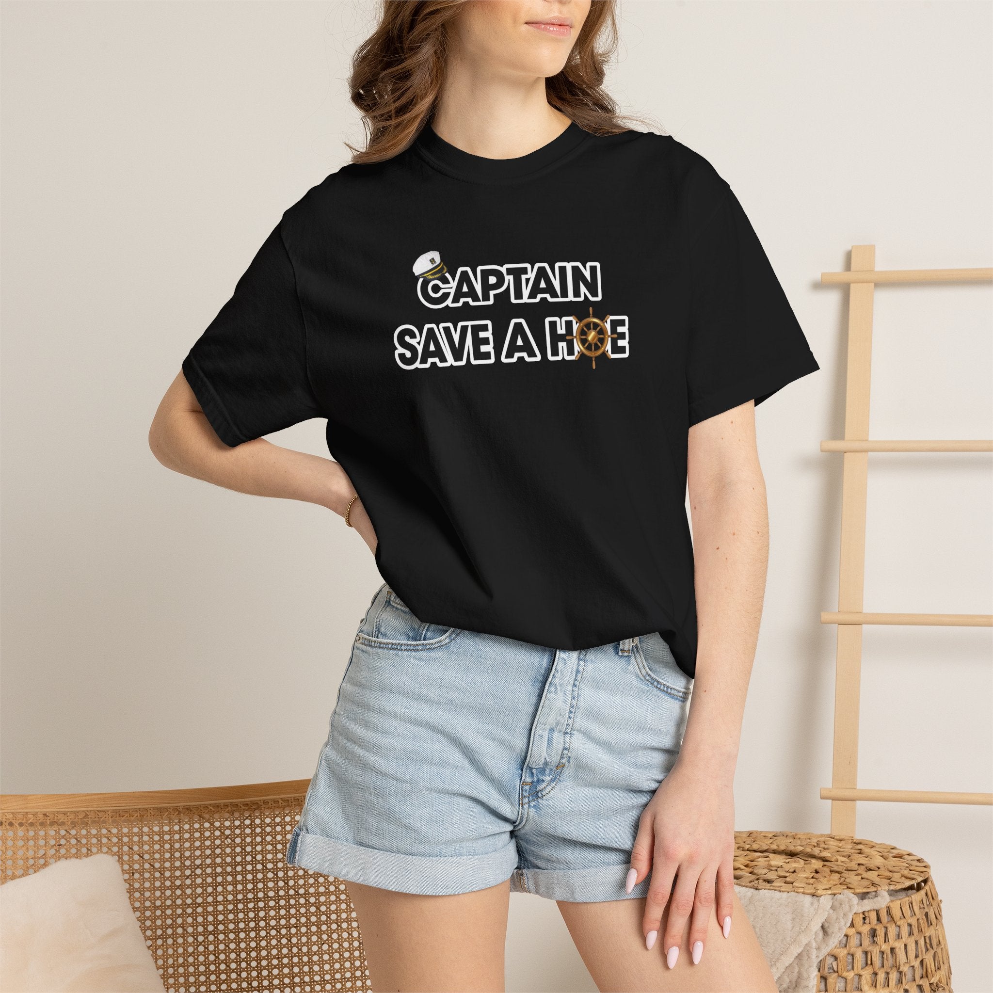 Captain Save A Hoe Graphic T-Shirt – Funny Nautical Sailor Tee