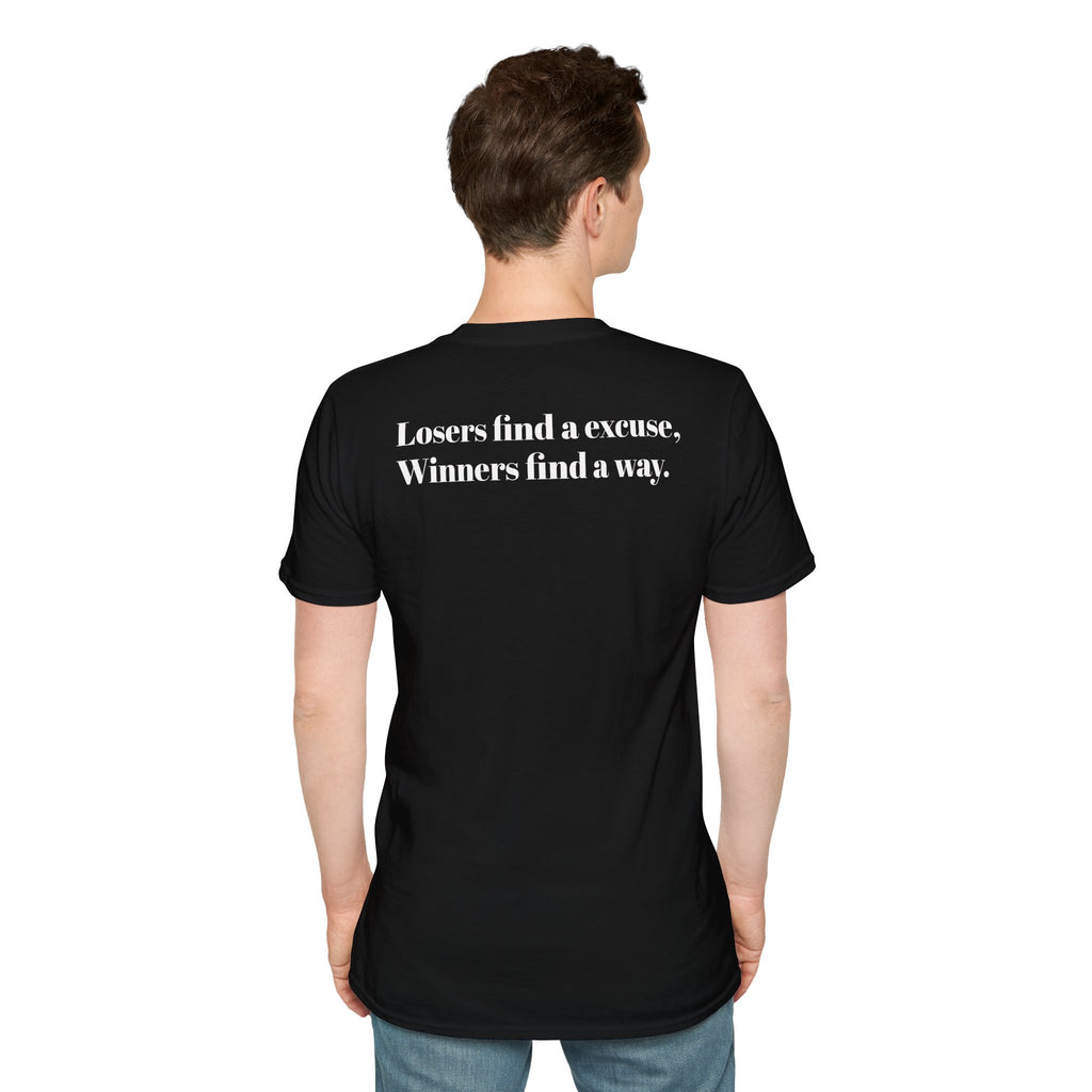 Losers find a excuse, Winners find a way T-Shirt | Motivational Quote Back Print