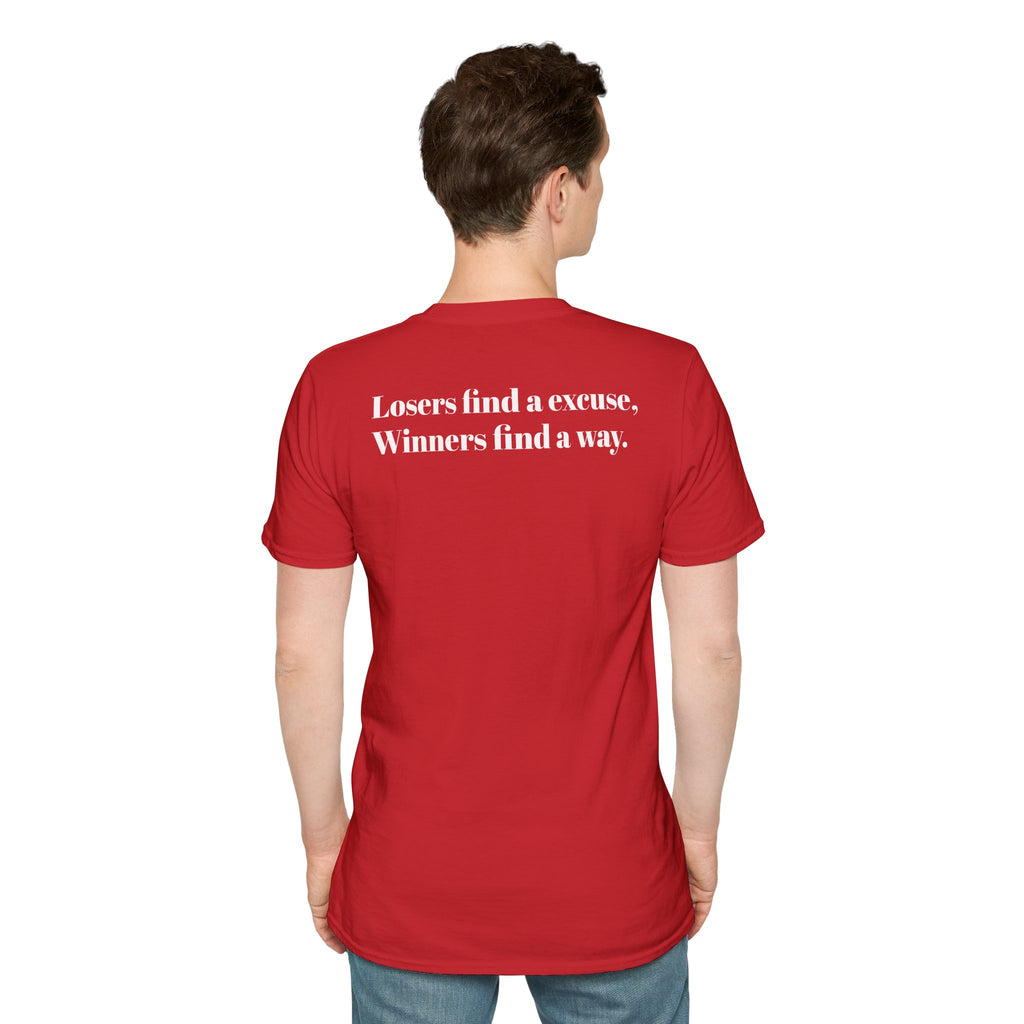 Losers find a excuse, Winners find a way T-Shirt | Motivational Quote Back Print